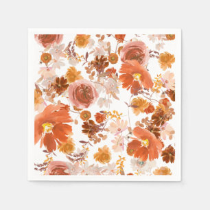 Verbrannte Orange Terrakotta Blumenstrauß Hochzeit Serviette