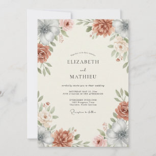 Verbrannte Orange Vintage Botanische Hochzeit Einladung