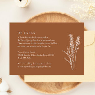 Verbrannte Orange Wildblumen-Hochzeitsdetails Einl RSVP Karte