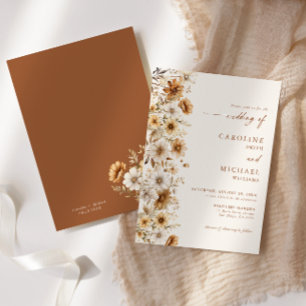 Verbrannte Orange Wilde Blume Boho-Hochzeit Einladung