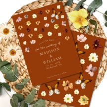Verbrannte Orange Wilde Blume Boho Save the Date K