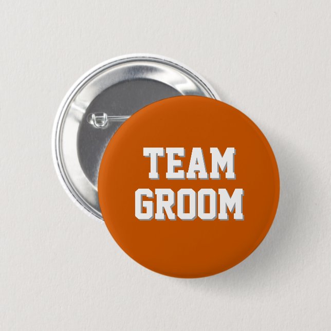 Verbrannte Orangefarbene Athletik-Buchstaben Team  Button (Vorne & Hinten)