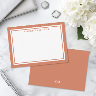 Verbrannte Orangefarbene Border Minimalistische Na Mitteilungskarte