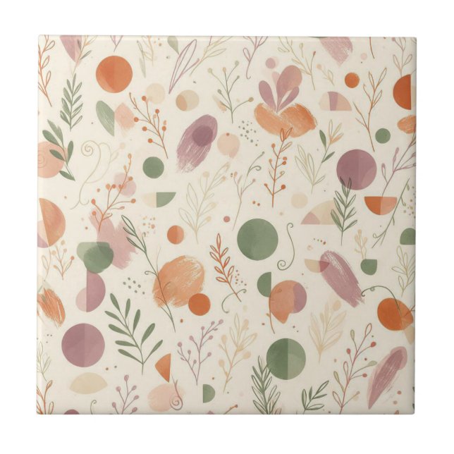 Verbrannter Terrakotta-Staub-Sage-Boho-Wüsten-Farn Fliese (Vorderseite)