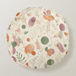 Verbrannter Terrakotta-Staub-Sage-Boho-Wüstenfarn- Rundes Kissen