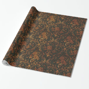 Verbranntes Gold-Steampunk-Goth-Damask-Wrap-Papier Geschenkpapier