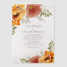 Verbranntes Orange-Aquarell. Florale Herbsthochzei