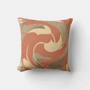 Verbranntes Orange-Beige-Taupe-Abstraktes Blumenmo Kissen