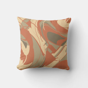 Verbranntes Orange-Beige-Taupe-Abstraktes Wirbelmo Kissen