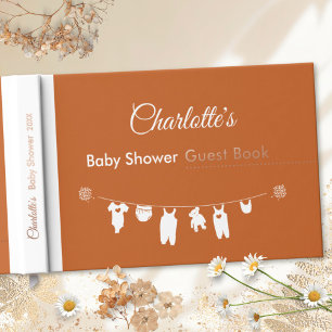 Verbranntes Orange Boho Minimalistische Babyparty Gästebuch