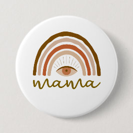 Verbranntes Orange Boho Regenbogen-Auge  Button