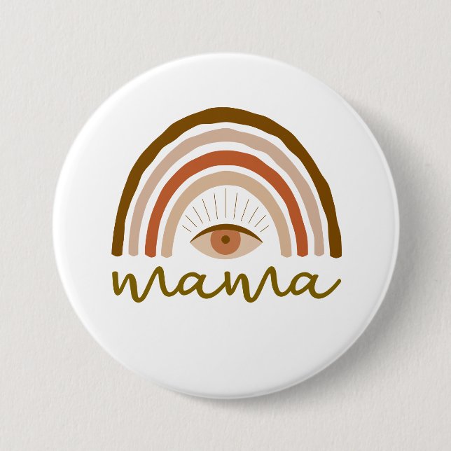 Verbranntes Orange Boho Regenbogen-Auge  Button (Vorderseite)
