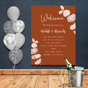 Verbranntes orange Eukalyptus-Hochzeitsprogramm Ze Poster