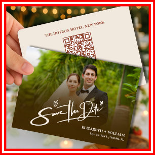 Verbranntes Orange-Foto QR-Code Save-the-Date Save The Date