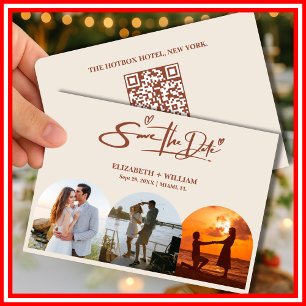 Verbranntes Orange-Foto QR-Code Save-the-Date Save The Date