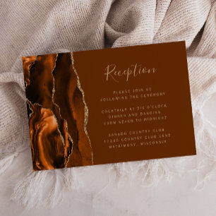 Verbranntes Orange Gold Achat Braune Hochzeitsfeie Begleitkarte