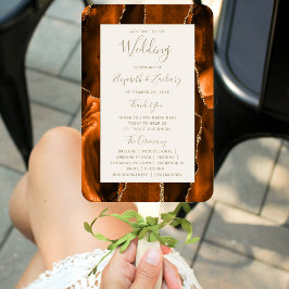 Verbranntes Orange-Gold-Achat-Elfenbein-Hochzeitsp Fächer