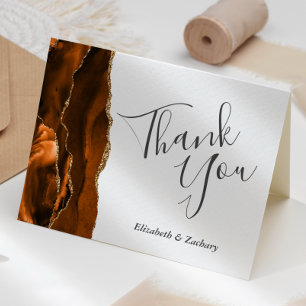Verbranntes Orange-Gold-Achat Hochzeit Danke Karte