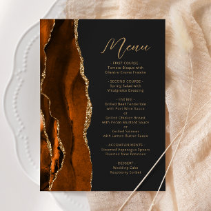 Verbranntes Orange-Gold-Achat Moderne Schrift Dunk Menükarte