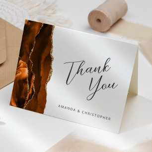 Verbranntes Orange Gold Achat Schrift Hochzeits-Da Karte