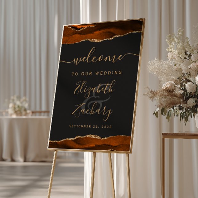 Verbranntes Orange-Gold-Achat senkrechtes Hochzeit Poster (Von Creator hochgeladen)