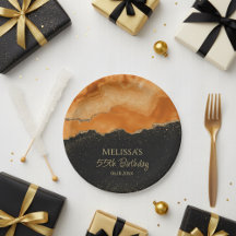 Verbranntes Orange Gold Glitter Wasserfarben Marmo