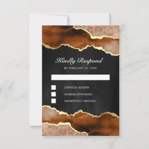 Verbranntes Orange-Gold-Terrakotta-Achat-Marmor-Ho RSVP Karte