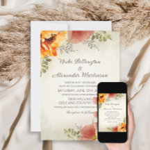 Verbranntes Orange Herbst Florale Grüne Hochzeit