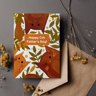 Verbranntes orange Katzen & Zweige Frohen Vatertag Feiertagskarte