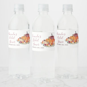 Verbranntes Orange-Kürbis-Rustikale Blüten Wasserflaschenetikett