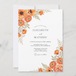 Verbranntes Orange Lebendige Rustikale Hochzeit Einladung