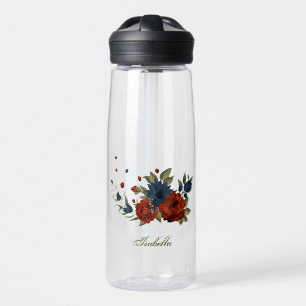 verbranntes Orange & marineblume Grün Trinkflasche
