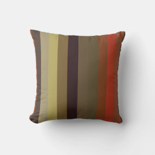 Verbranntes Orange & Oliven Retro-Streifen Kissen