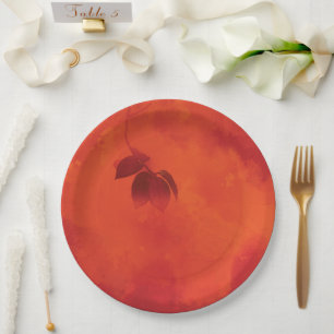 Verbranntes Orange Persimmonblatt Abstrakt Herbst Pappteller