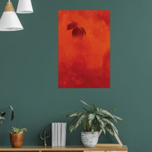 Verbranntes Orange Persimmonblatt Abstrakt Herbst Poster
