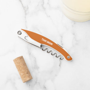 Verbranntes Orange Personalisiertes Team Bräutigam Kellnermesser