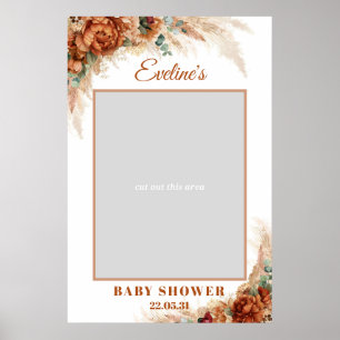 Verbranntes orange Terrakotta-Baby-Shower-Fotoprop Poster