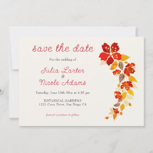 Verbranntes Orange Tropical Hibiskus Blumen Hochze Save The Date