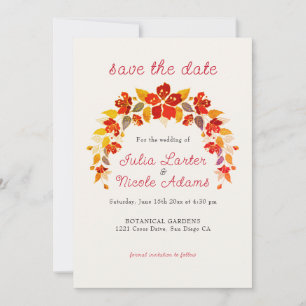 Verbranntes Orange Tropical Hibiskus Blumen Hochze Save The Date