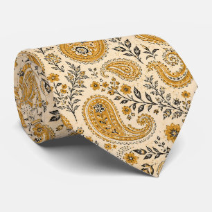 Verbranntes Orange und Beige Paisley Krawatte