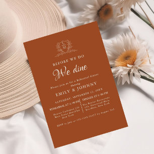 Verbranntes Orange- und Elfenbein-Hochzeitsprobe-D Einladung