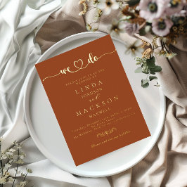 Verbranntes Orange und Goldene Hochzeit Wir tun es Folieneinladung