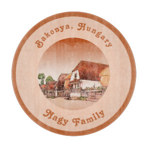 Verbranntes Orange Vintage Dorf Ungarn Schneidebrett