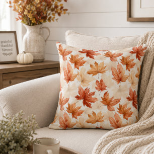 Verbranntes Orangen-Ahornblatt-Farmhouse-Herbst Kissen