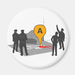 Verbrechen-Szenen-Karte mit Polizei-und Magnet