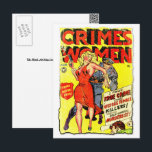 Verbrechen von Frauen #2 Goldenes Comic Buchdecke Postkarte<br><div class="desc">Das ist das Cover eines Comic aus dem Goldenen Zeitalter,  "Crimes by Women #2",  mit einer Blondine in einem roten Kleid,  mit einer Raucherpistole,  die von einem Polizisten festgenommen wird. © Copyright 2021 P.D.,  Vintages Comic Art. Alle Rechte vorbehalten.</div>