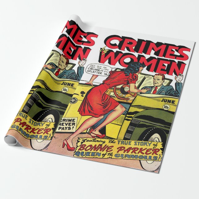 Verbrechen von Frauen Bonnie Parker Vintage Comice Geschenkpapier (Ungerollt)