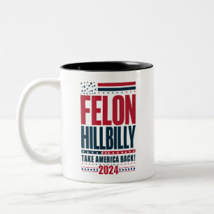 Verbrecherischer Hinterwäldler 2024 Trump Vance 20 Zweifarbige Tasse