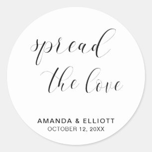 Verbreite die Liebe Einfache schwarz-weiße Hochzei Runder Aufkleber