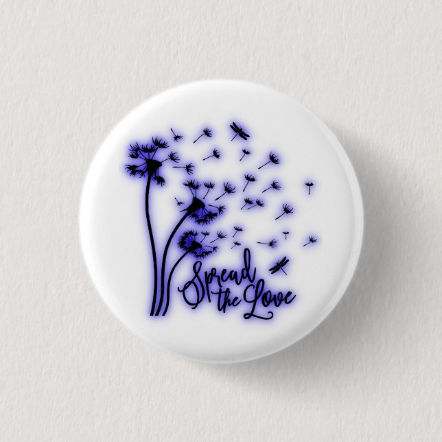 Verbreite die Liebe Löwenzahn und Libellen Button (Vorderseite)